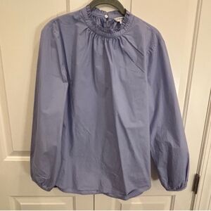 LK Bennett Blue Ruffle Collar Blouse - Side 8 US